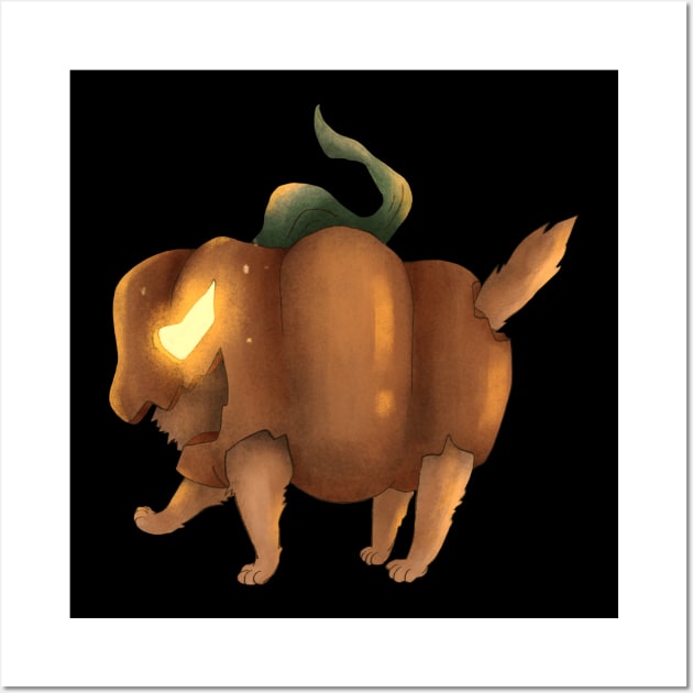 Happy Halloween! Funny nightmare dog in a pumpkin. Horror! Wall Art by kacia